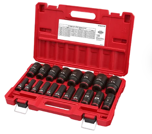lot 562 image: 19PCS Milwaukee SHOCKWAVE Impact Duty 12 Drive SAE Deep 6 Point Socket Set