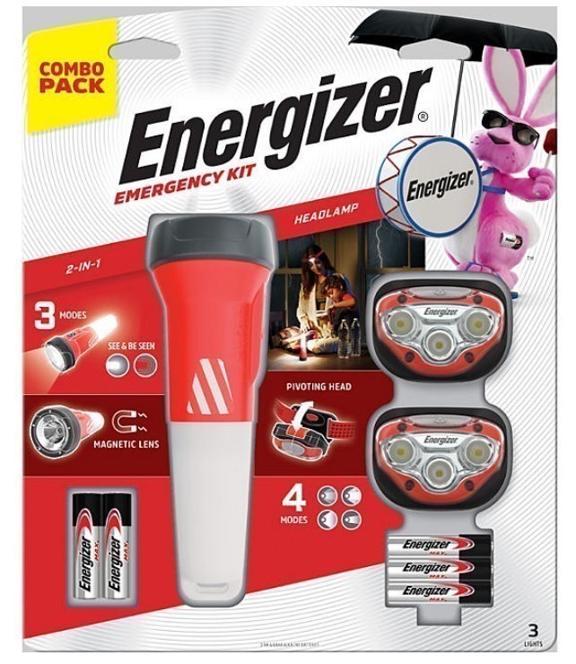 lot 307 image: NEW Energizer Storm Prep Light Combo Kit, 2 LED Headlamps  LED Flashlight  Batteries