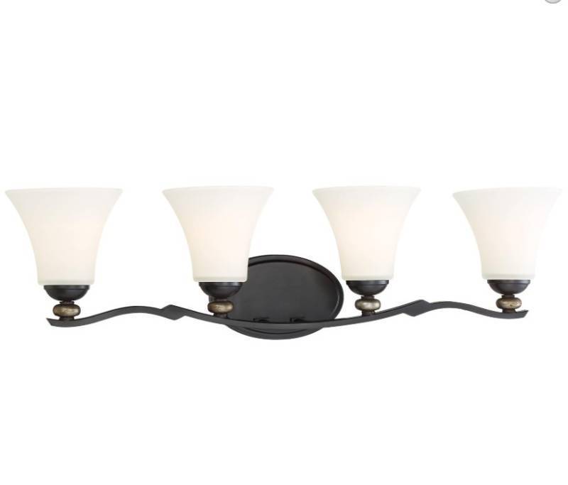 lot 137 image: NEW Minka Lavery 2284-589 Shadowglen 4 Light Bathroom Vanity Light Fixture - Lathan Bronze