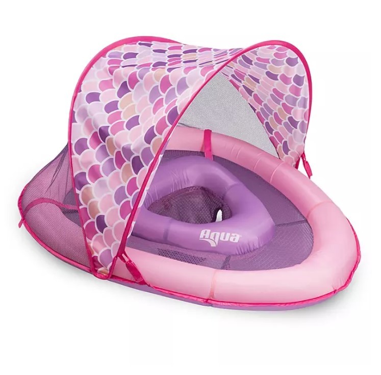 lot 361 image: Aqua Leisure Adjustable Seat Baby Pool Float w Retractable Canopy, Mermaid