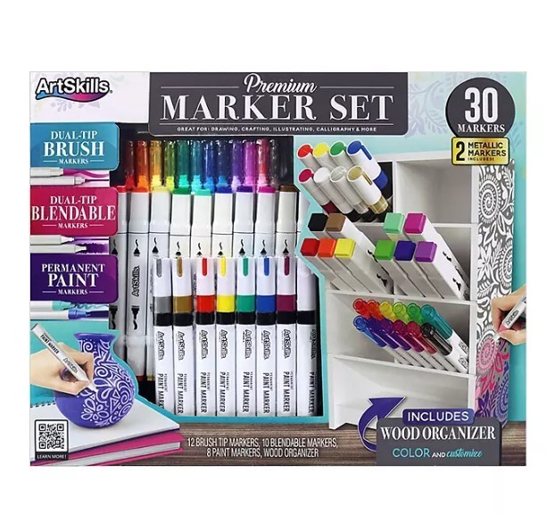 lot 360 image: NEW ArtSkills Premium Marker Set with Display