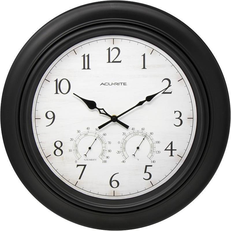 lot 188 image: NEW Acu-rite 76091HD 18-inch IndoorOutdoor Wall Clock - Thermometer - Humidity - Weather Resistant