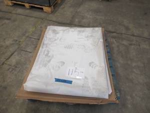 lot 115 image: 28 x 28 13 oz. WhiteWhite Heavy Duty Vinyl Tarp with Pipe Sleeves on 2 Sides  NEWDIRTY Overstock Tarp  Med-Heavyweight Duty