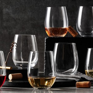 lot 312 image: NEW Members Mark 8 Piece Crystal Stemless Wine Glass Set - 19 oz Capacity