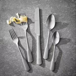 lot 284 image: NEW Members Mark Premium Forged Stainless Steel 20 Piece Flatware Set - Forged Rumbled