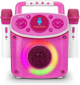 lot 294 image: NEW The Singing Machine Mini Sparkle Karaoke Machine with 2 Mics - Pink
