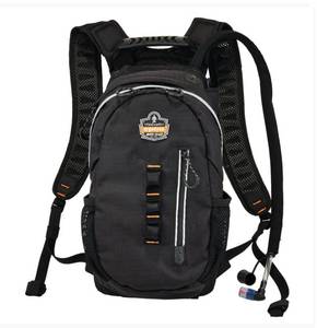 lot 299 image: NEW Ergodyne Chill-Its 5157 Hydration Backpack, Cargo Pack with Storage, 3 Liter Bladder, Breakaway Shoulder Straps - BLACK
