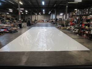 lot 209 image: NEW Vinyl Tarp - 16.33 x 40  Black  White Vinyl tarp - 9 oz. Lightweight Duty