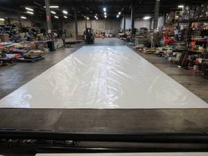 lot 210 image: NEW Vinyl Tarp - 16.33 x 50  Black  White Vinyl tarp - 9 oz. Lightweight Duty