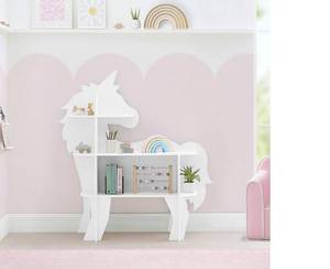lot 178 image: Delta Children Unicorn Shaped Bookcase, White - Assembled