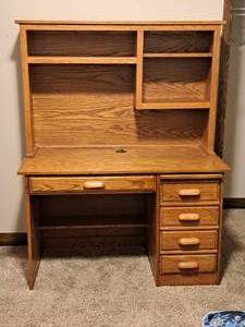 lot 319 image: Wood Office Computer Desk 2-piece