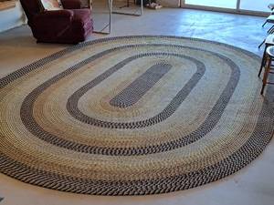 lot 347 image: Oval Area Rug (TanBrown Stripe)