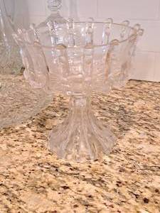 lot 373 image: Glass Pedestal Serving Bowl (Clear)