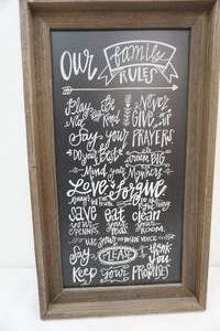 lot 47 image: Our Family Rules Framed Wall Art - Hobby Lobby
