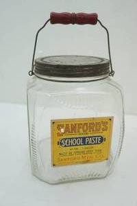 Vintage/Antique Sandford's School Paste Jar 6"x8.5"