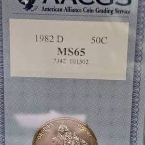 lot 4 image: 1982 D Silver Washington AACGS MS65 Toned