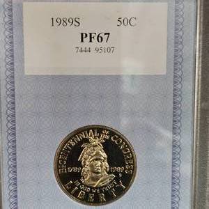 lot 21 image: 1989S Bi-centennial Congress Half AACGS PF67