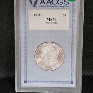 lot 46 image: 1921 P Morgan AACGS MS60