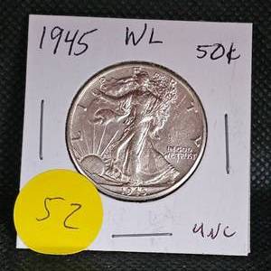 lot 52 image: 1945 Walking Liberty UNC