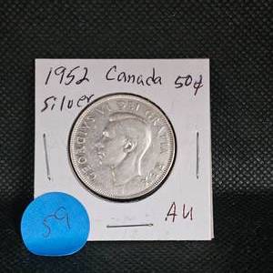 lot 59 image: 1952 Canadian Silver Half, AU