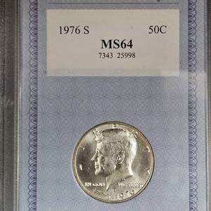 lot 69 image: 1976 S Silver Kennedy Half MS64