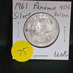 lot 75 image: 1961 Silver Panama Half, Balboa, UNC
