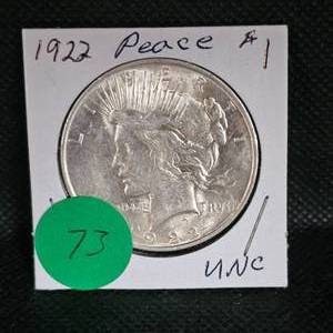 lot 73 image: 1922 Peace $1 UNC