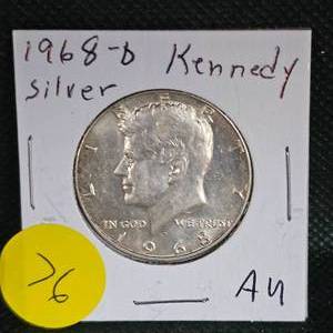 lot 76 image: 1968 D Silver Kennedy Half AU