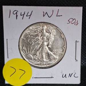 lot 77 image: 1944 Walking Liberty Half UNC