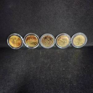 lot 101 image: 5 Statehood Quarters, Special Edition, 24kt Gold Plated