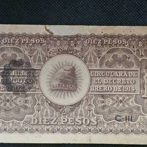 lot 108 image: 1913 $10 Peso Mexico Note