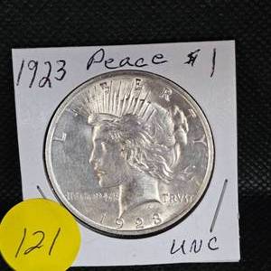 lot 121 image: 1923 Peace Dollar UNC