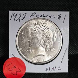 lot 133 image: 1923 Peace Dollar UNC