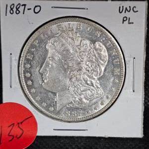 lot 135 image: 1887-O Morgan UNC PL