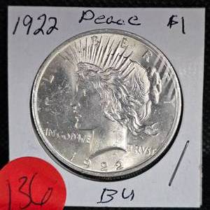 lot 136 image: 1922 Peace Dollar BU