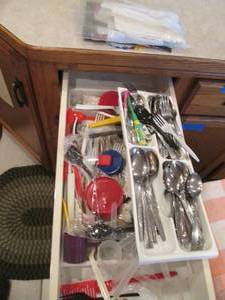 lot 137 image: Drawer filled with silverware...