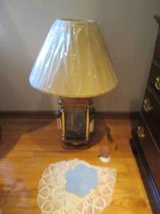 lot 30 image: Glass panel Wood and brass tone tab...