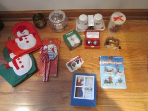 lot 43 image: Holiday candles, shakers, jars and ...