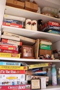 lot 208 image: 4 shelves full of board games and d...