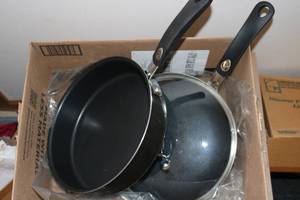 lot 226 image: 2 brand new pans w lid (lid fits bo...