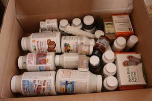 box of miscellaneous supplements ma...