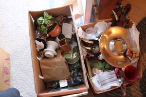 lot 255 image: 2 boxes of home decor and trinkets...