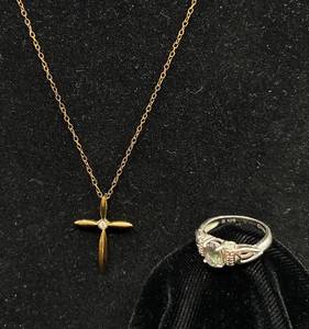 lot 17 image: .925 Sterling Silver Necklace and Ring