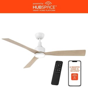 lot 27 image: Home Decorators Collection Ryland 52 in. Smart IndoorOutdoor Matte White Ceiling Fan with Adjustable White LED