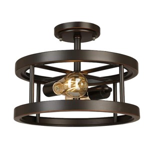 lot 63 image: Moreland 13 in. 2-Light Oil-Rubbed Bronze Semi-Flush Mount