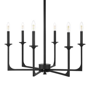 lot 71 image: Hampton Bay Highgate 6-Light Matte Black Chandelier without Glass Shade