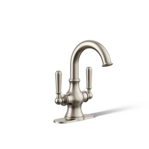 lot 96 image: KOHLER Capilano Monoblock 4 in. Centerset 2-Handle Bathroom Faucet in Vibrant Brushed Nickel