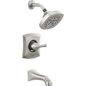 lot 105 image: Delta Pierce Single-Handle 5-Spray Tub and Shower Faucet in Spot Shield Brushed Nickel