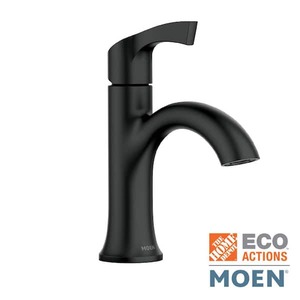 lot 109 image: MOEN Korek Single Hole Single-Handle Bathroom Faucet with Drain Kit Included in Matte Black