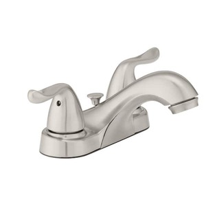 lot 111 image: Glacier Bay Constructor 4 in. Centerset Double Handle Low-Arc Bathroom Faucet in Brushed Nickel